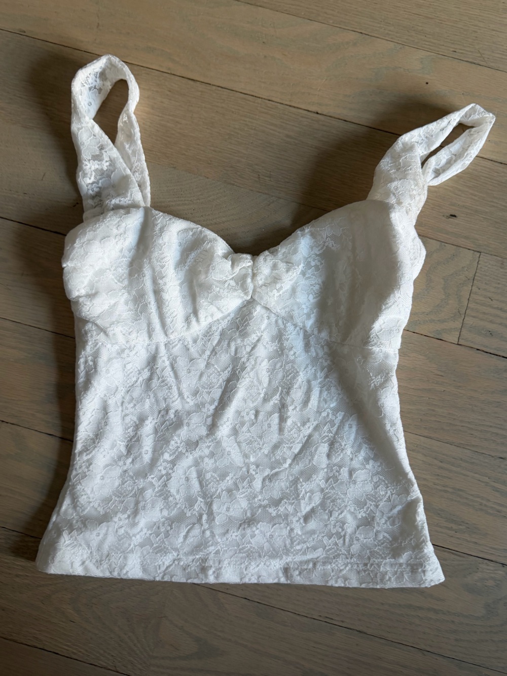 White Lace Crop Top with Sweetheart Neckline